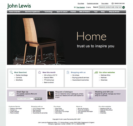 John Lewis, today's website