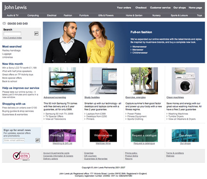 John Lewis, yesterday's website