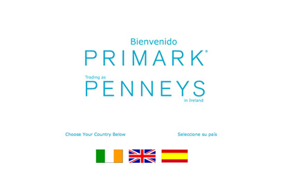 Primark's website opening page Primark's website opening page